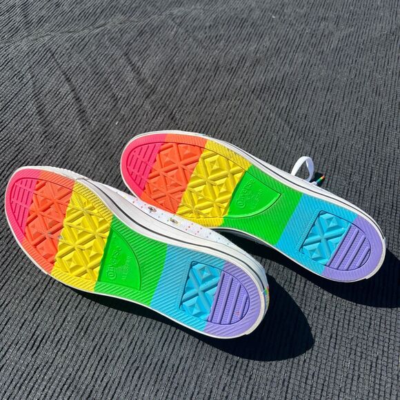 Converse Chuck Taylor All-Star Ox Pride White Rainbow Men's Sz 12 - Picture 7 of 9